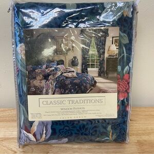 Vintage JC Penney Curtains Drapes 63” Set of 2 Panels USA Made Blue Floral New